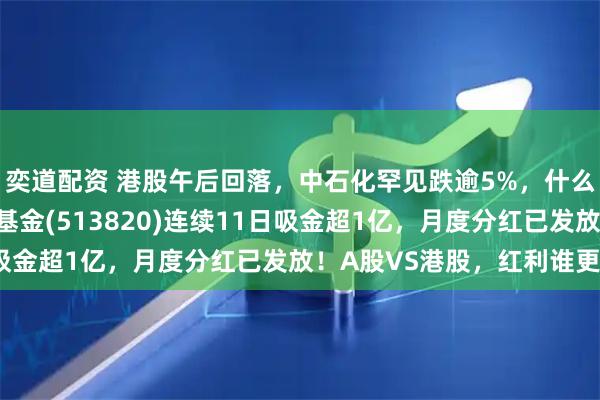 奕道配资 港股午后回落，中石化罕见跌逾5%，什么情况？港股红利ETF基金(513820)连续11日吸金超1亿，月度分红已发放！A股VS港股，红利谁更香？