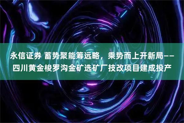 永信证券 蓄势聚能筹远略，乘势而上开新局——四川黄金梭罗沟金矿选矿厂技改项目建成投产