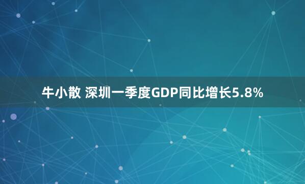 牛小散 深圳一季度GDP同比增长5.8%