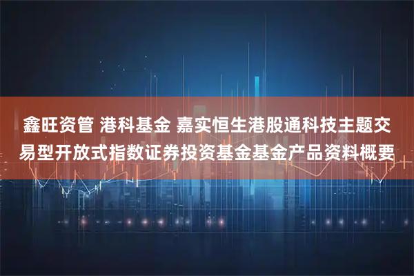 鑫旺资管 港科基金 嘉实恒生港股通科技主题交易型开放式指数证券投资基金基金产品资料概要